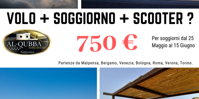 Prenota un soggiorno dal 25 maggio al 15 Giugno e beneficia del pacchetto Volo+soggiorno+scooter a soli 750 euro